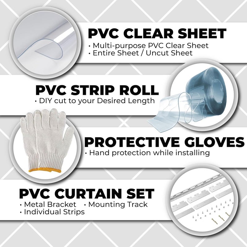 Acepunch Clear Kit PVC Smooth Plastic Strip Door Curtain 3x7 ft. (36x84.2 in) Standard Clear Waterproof Commercial Walk in Freezers Warehouse Garage Gate Doorway Clean Rooms Heavy Duty Vinyl 1173 - Image 2