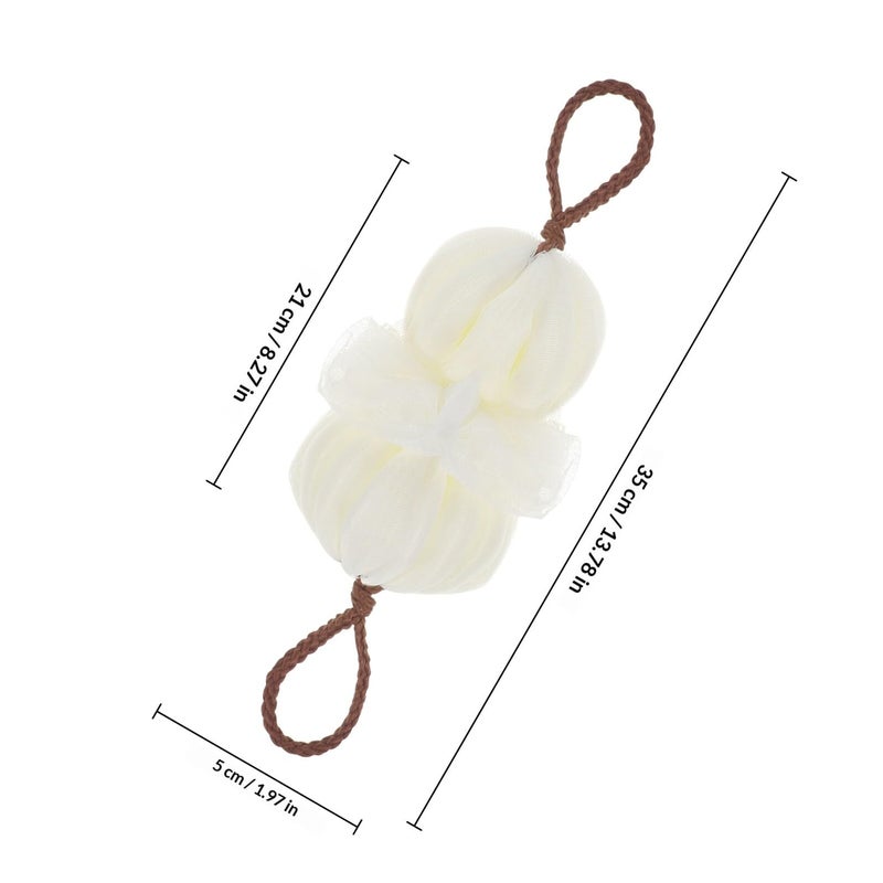 Large Exfoliating Bath Ball Shower Sponge Mesh Body Scrubber For Women Beige 2 Pack - Image 3