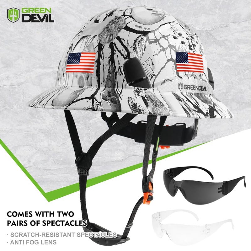 GREEN DEVIL خوذة أمان خضراء شيطانية كاملة الحواف مع تهوية معتمدة من OSHA - خوذة عمل للرجال والنساء بتصميم نمط مخصص ونظام تعليق قابل للتعديل بـ 6 نقاط - Image 2