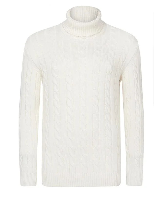 FELIX HARDY Cable Knit Turtleneck Pullover