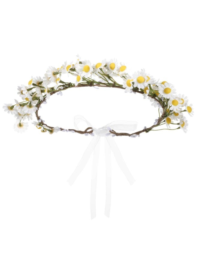 SUNSAR Daisy Flower Headband Crown,Wedding Festivals Floral Hair Band,  Adjustable Girls Headpiece, Boho Headwear Photo Props - Image 1