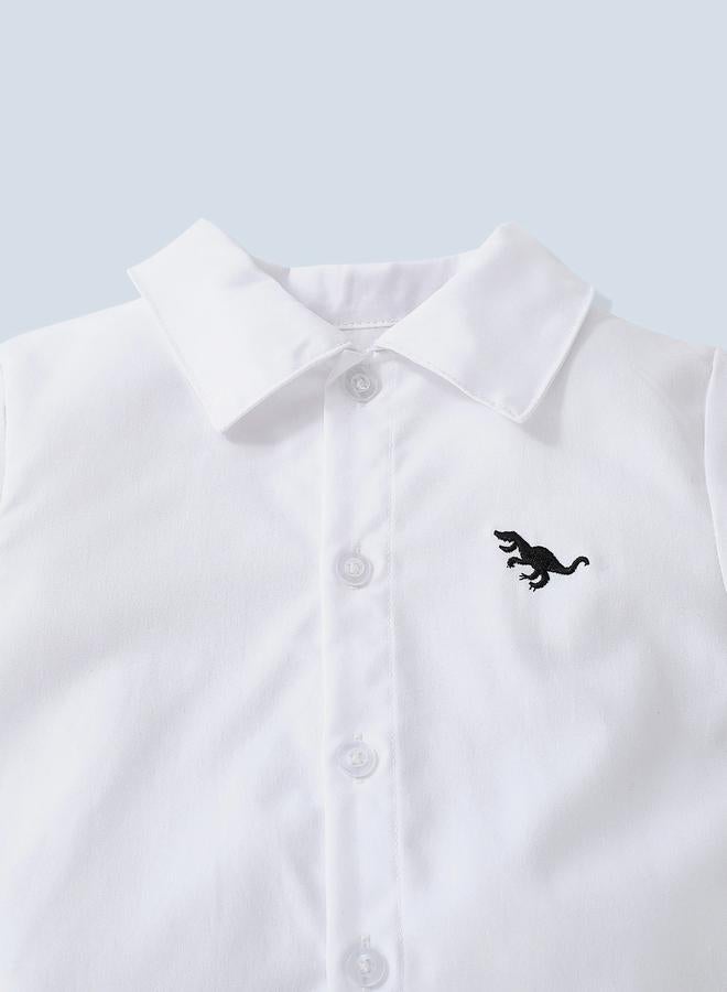تايك تو قميص ديناصور أبيض مطرز للأولاد - Image 3