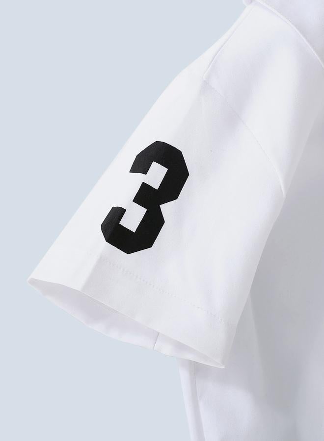 تايك تو قميص ديناصور أبيض مطرز للأولاد - Image 4