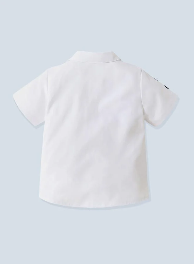 تايك تو Take Two Boys White Embroidered Dinosaur Shirt