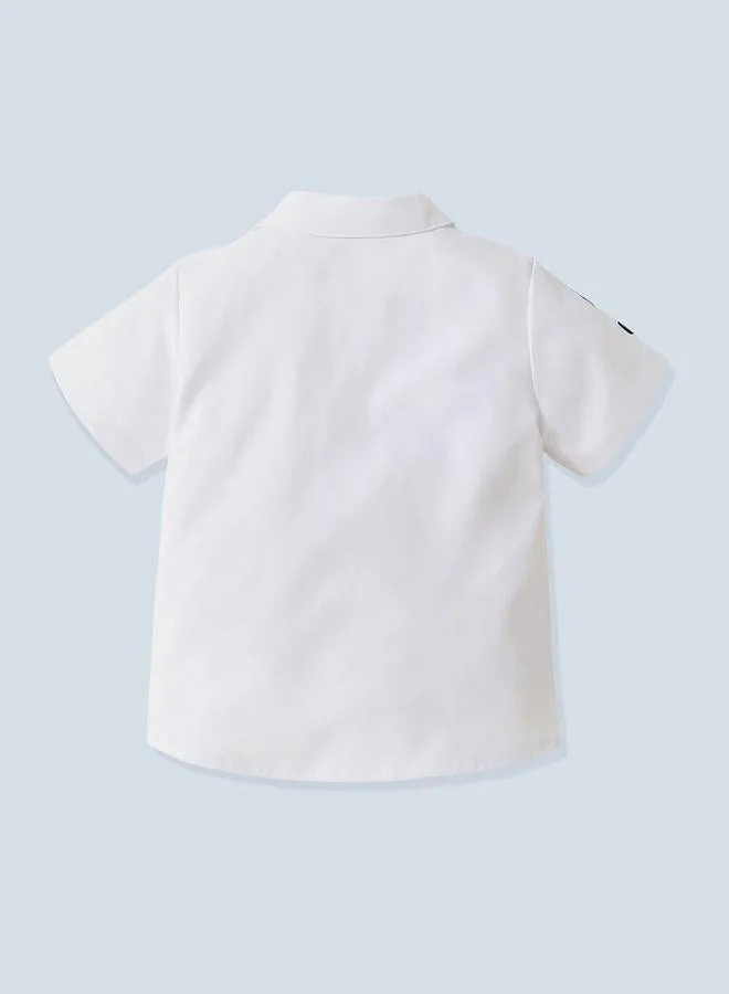 Take Two Boys White Embroidered Dinosaur Shirt