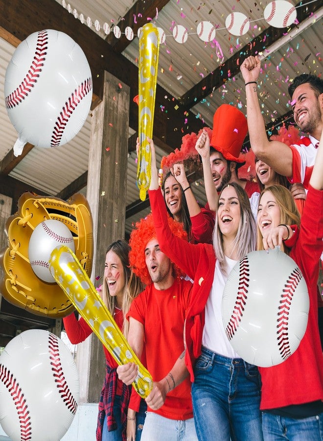 PLULON 19Pcs Baseball Party Decor - Balloons, Banner Garland, Glove, Bat & Foil Balloons for Kids' Sports Themed Birthday Parties - Image 4