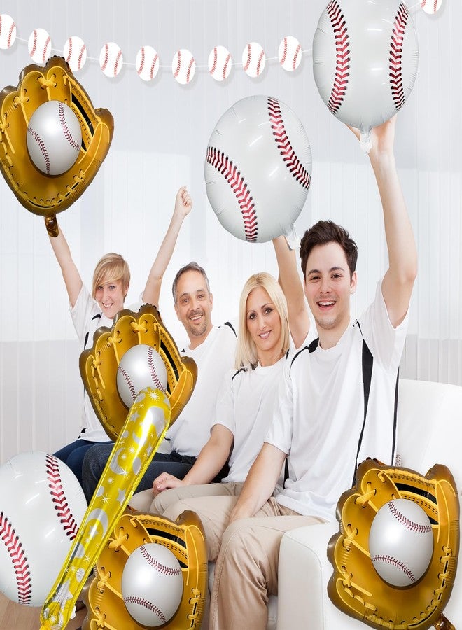 PLULON 19Pcs Baseball Party Decor - Balloons, Banner Garland, Glove, Bat & Foil Balloons for Kids' Sports Themed Birthday Parties - Image 3