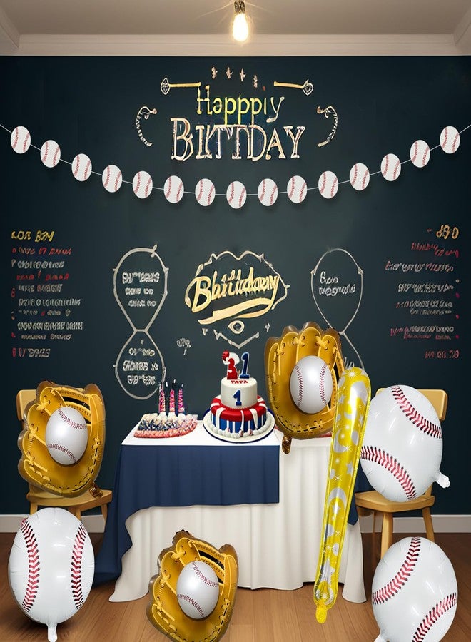 PLULON 19Pcs Baseball Party Decor - Balloons, Banner Garland, Glove, Bat & Foil Balloons for Kids' Sports Themed Birthday Parties - Image 5