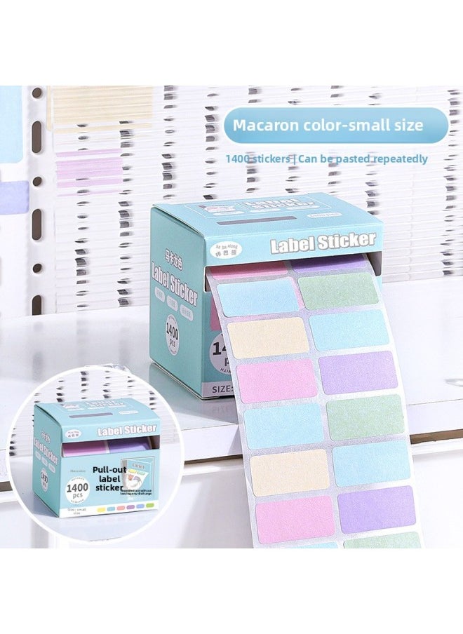 Generic - Preferential Convenience High Name Sticker Sticker Sticker Student Pull Value Mark Yan Chronicle Memo Sticker Special Sticker Label-Color:[macaron Color Small Size] 1 Box Of 1400 Stickers - Image 1