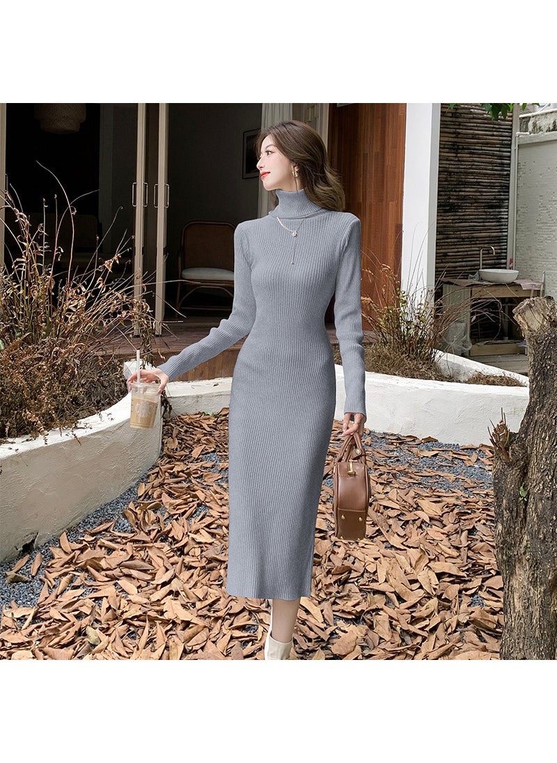 Generic 2024 New Cross-border Polo/turtle Neck Sweater Dress Womens Long Dress Over Coat Medium-length Base Layer Hip Brown  - Image 5
