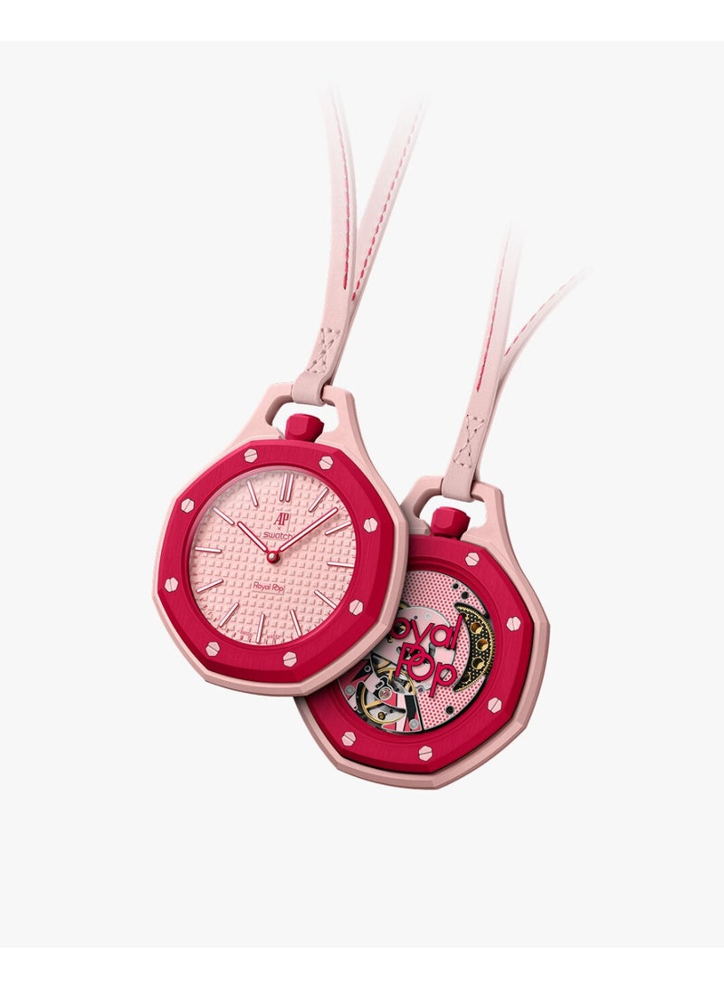 Royal Pop Pocket Watch - Modern Colorful Design - Fashionable Chain Pocket Watch for Men & Women - Pink
