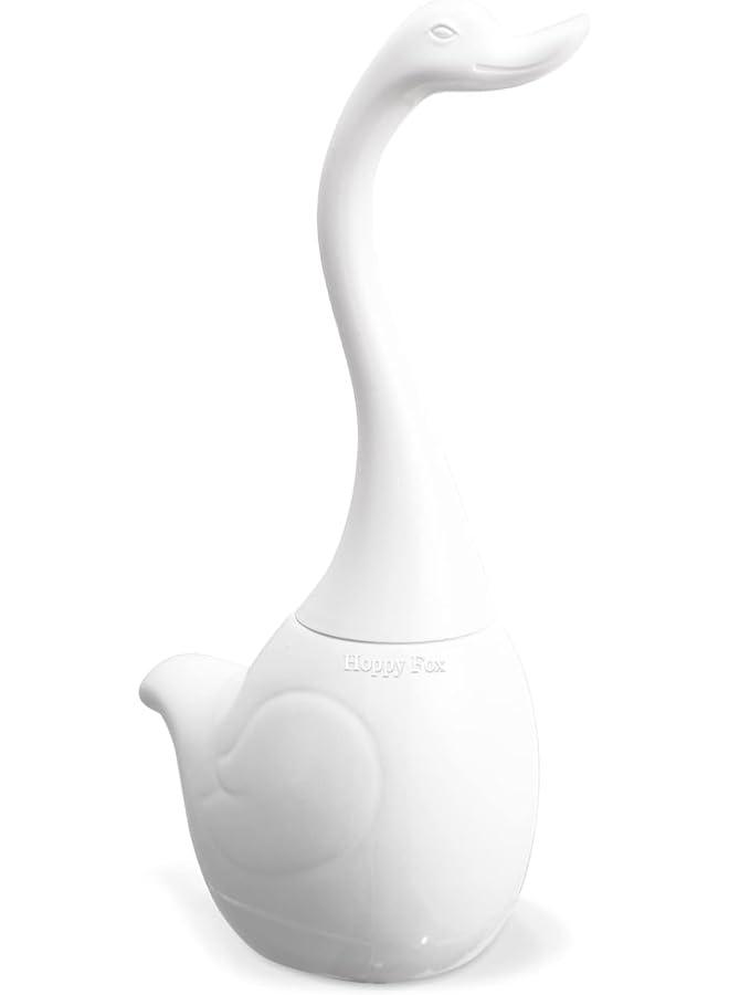 PROMASS Toilet Brush and Holder, Ceramic Toilet Brush Holder Swan Long Handle Toilet Brush Swan Neck Toilet Brush Long Handle Toilet Brush Ceramic Toilet Cleaner for Bathroom Toilet Cleaning Accessories - Image 1