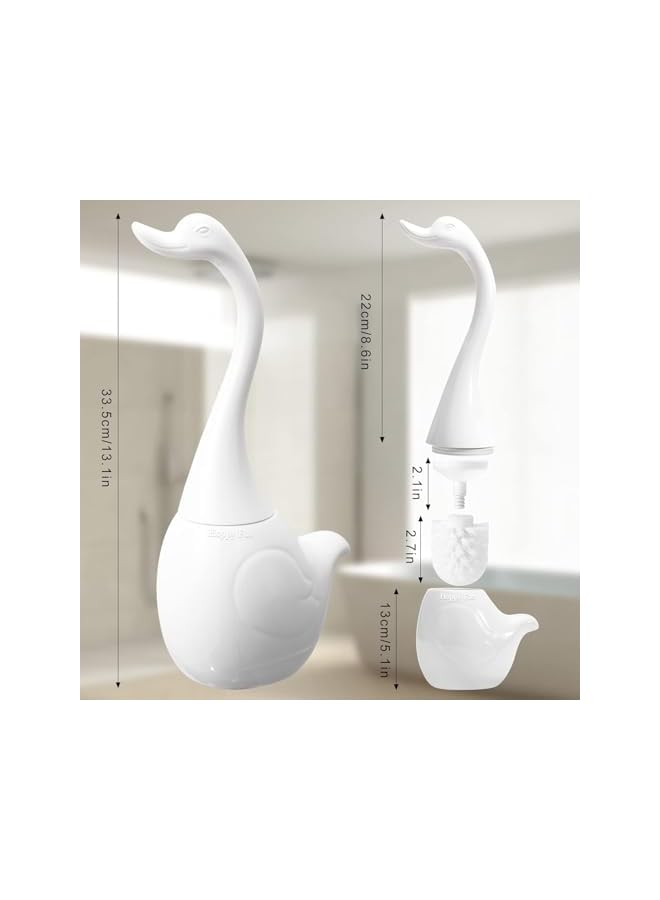 PROMASS Toilet Brush and Holder, Ceramic Toilet Brush Holder Swan Long Handle Toilet Brush Swan Neck Toilet Brush Long Handle Toilet Brush Ceramic Toilet Cleaner for Bathroom Toilet Cleaning Accessories - Image 3
