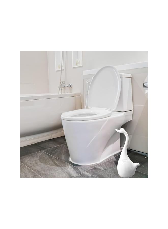 PROMASS Toilet Brush and Holder, Ceramic Toilet Brush Holder Swan Long Handle Toilet Brush Swan Neck Toilet Brush Long Handle Toilet Brush Ceramic Toilet Cleaner for Bathroom Toilet Cleaning Accessories - Image 5