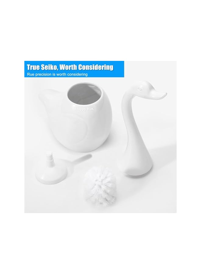 PROMASS Toilet Brush and Holder, Ceramic Toilet Brush Holder Swan Long Handle Toilet Brush Swan Neck Toilet Brush Long Handle Toilet Brush Ceramic Toilet Cleaner for Bathroom Toilet Cleaning Accessories - Image 2