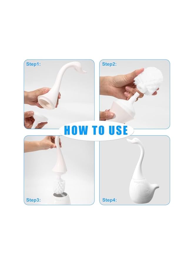 PROMASS Toilet Brush and Holder, Ceramic Toilet Brush Holder Swan Long Handle Toilet Brush Swan Neck Toilet Brush Long Handle Toilet Brush Ceramic Toilet Cleaner for Bathroom Toilet Cleaning Accessories - Image 4