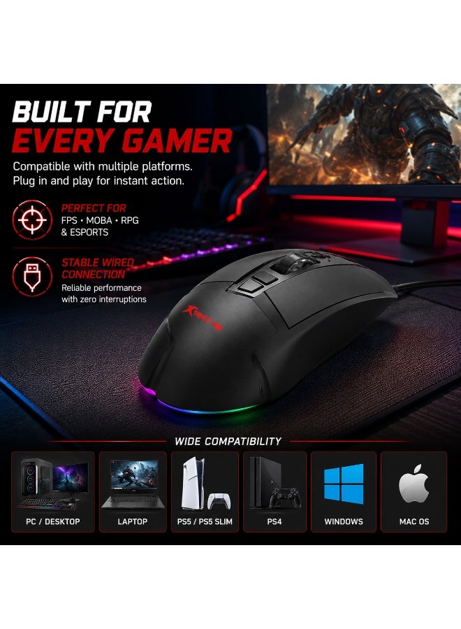 XTRIKE ME GM502 RGB Gaming Mouse 12800 DPI Optical Sensor with 1000Hz Polling Rate & Software - Image 4
