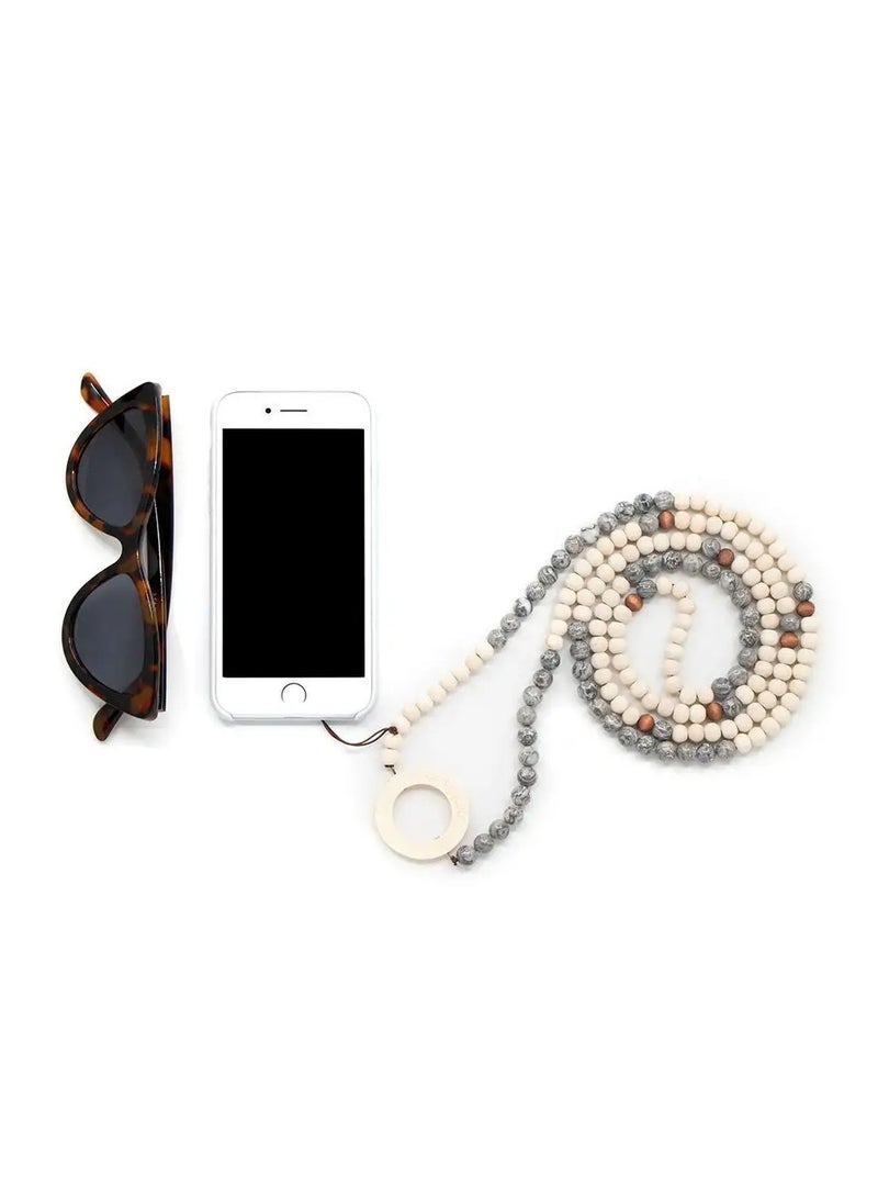 MMA Mapstone & Wooden Beads Phone & Glasses Holder - Image 1