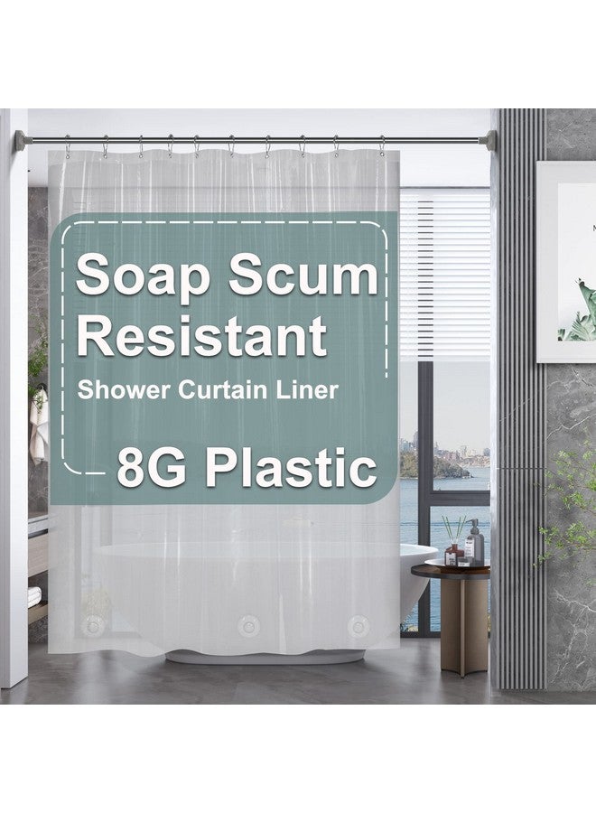 AmazerBath AmazerBath Plastic Shower Curtain, 60 x 72 Inches PEVA Heavy Duty Clear Shower Curtain, Waterproof Heavy Weight Thick Bathroom Curtain with 3 Big Clear Weighted Stones and 10 Rustproof Grommet Holes  - Image 1