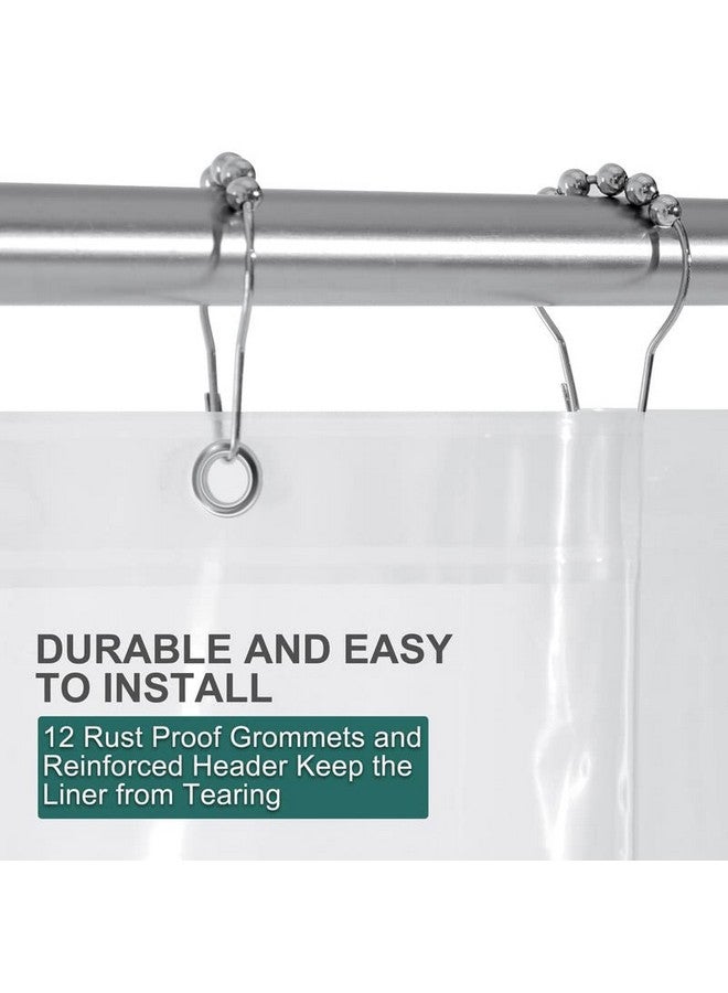AmazerBath AmazerBath Plastic Shower Curtain, 60 x 72 Inches PEVA Heavy Duty Clear Shower Curtain, Waterproof Heavy Weight Thick Bathroom Curtain with 3 Big Clear Weighted Stones and 10 Rustproof Grommet Holes  - Image 3