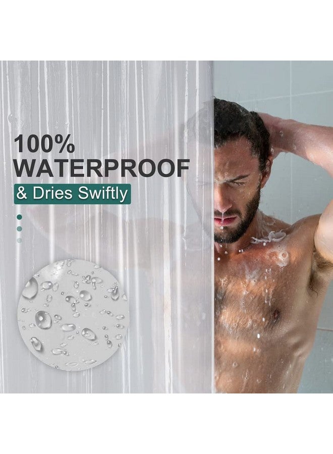 AmazerBath AmazerBath Plastic Shower Curtain, 60 x 72 Inches PEVA Heavy Duty Clear Shower Curtain, Waterproof Heavy Weight Thick Bathroom Curtain with 3 Big Clear Weighted Stones and 10 Rustproof Grommet Holes  - Image 4