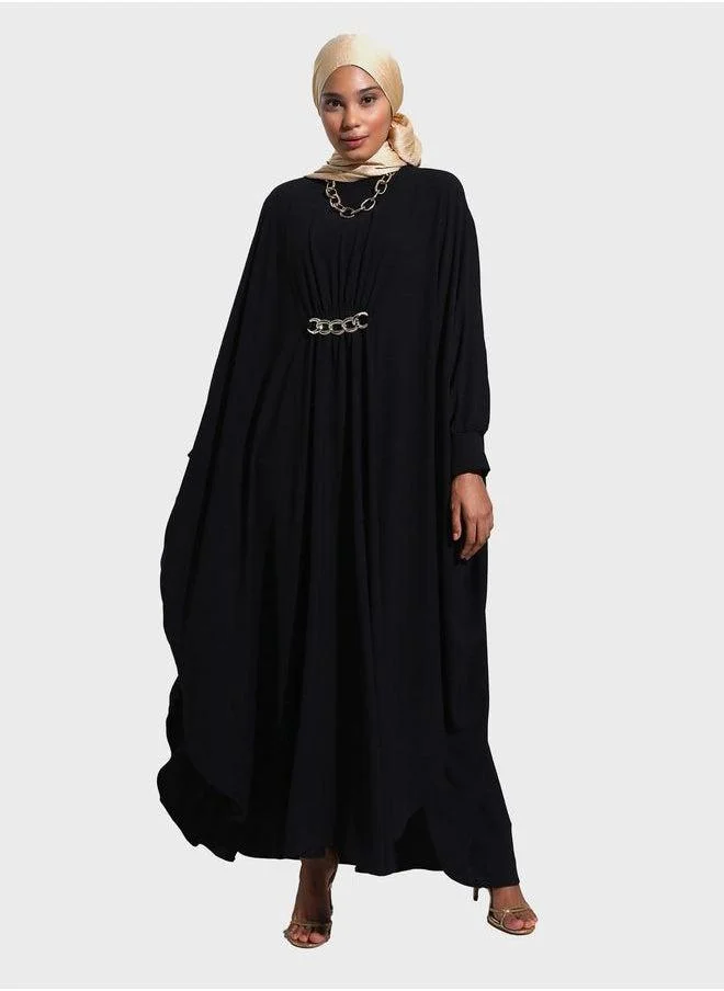 Refka by modanisa Embellished Puff Sleeve Abaya Dress