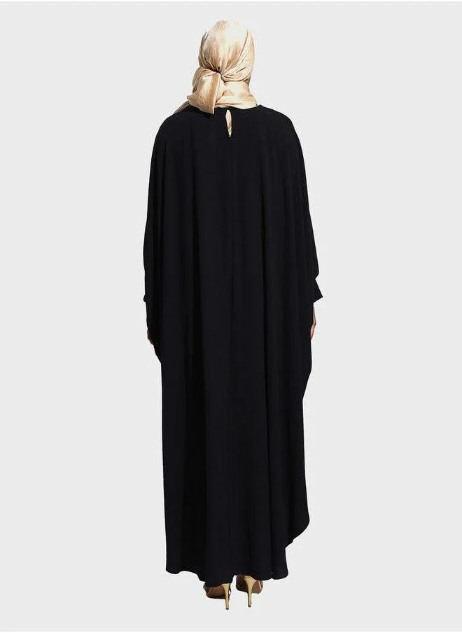 Refka by modanisa Embellished Puff Sleeve Abaya Dress