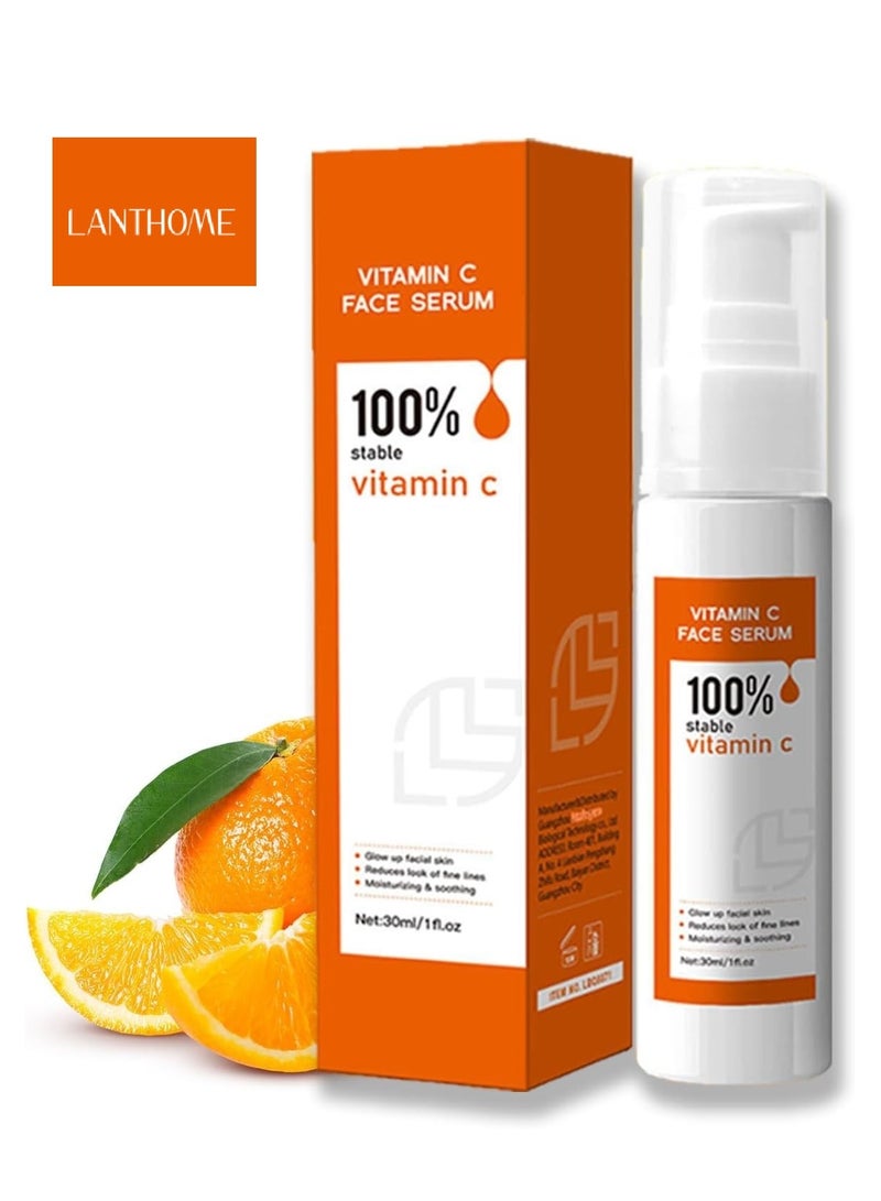لانثوم مصل فيتامين سي للوجه ، مصل تفتيح ومضاد للشيخوخة مع النياسيناميد وحمض الهيالورونيك ، مصحح البقع الداكنة لعلامات حب الشباب ، سيروم مرطب وشد البشرة للنساء والرجال (1 أونصة) - Image 1