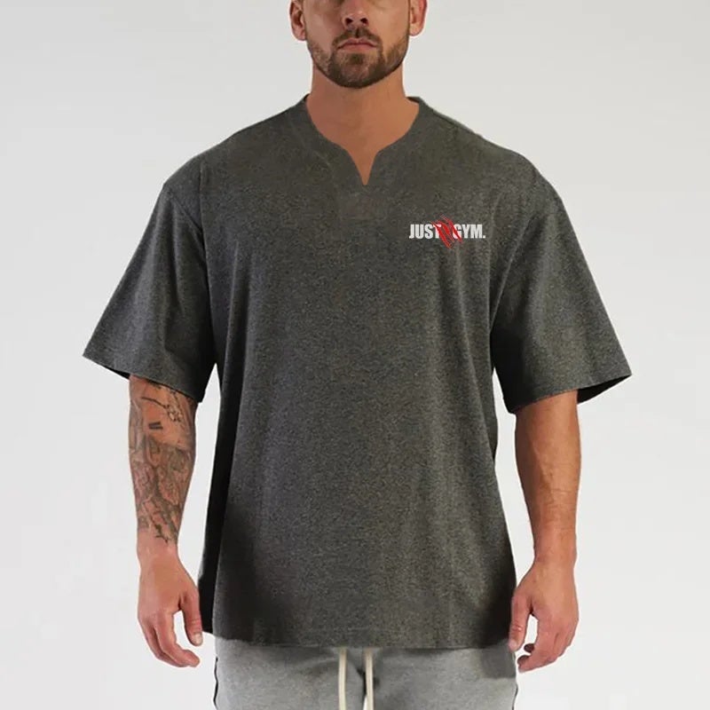 Loose plus size short sleeve T-shirt heavy half sleeve men''s summer sports training muscle casual running fitness clothes - Image 3