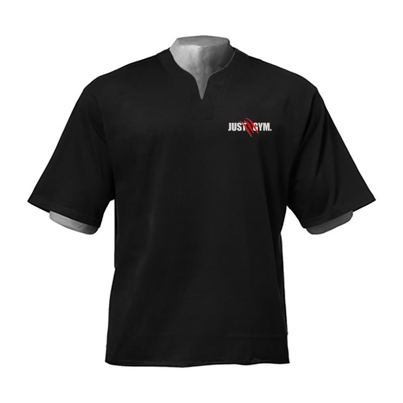 Loose plus size short sleeve T-shirt heavy half sleeve men''s summer sports training muscle casual running fitness clothes - Image 1