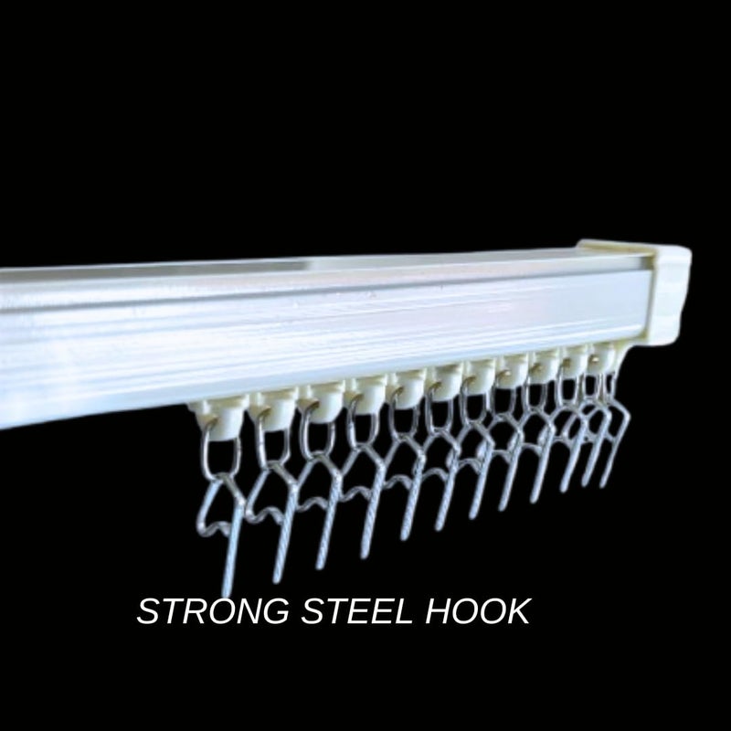 Jangirh Aluminum M Track Curtain Channel for WindowsDoorOffice Size Between 6 to 18 Feet Wall FitComplete Set with Runners Hooks End Caps Wall Brackets Screws Wall Plugs  - Image 3