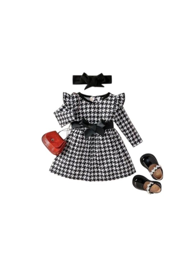Black and white checkered dress, suitable for ages 2 and up