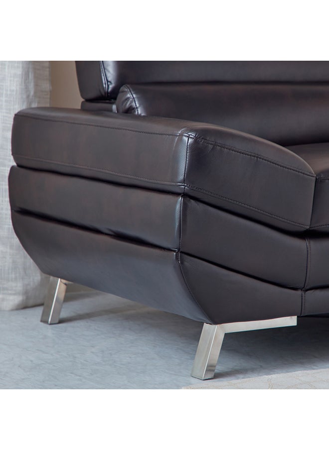 Home Box - Salerno 2-Seater Love Seat Black Faux Leather Sofa 88 x 85 x 224 cm - Image 1