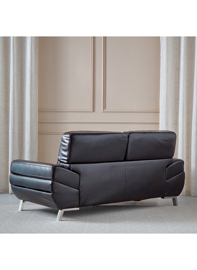 Home Box - Salerno 2-Seater Love Seat Black Faux Leather Sofa 88 x 85 x 224 cm - Image 1