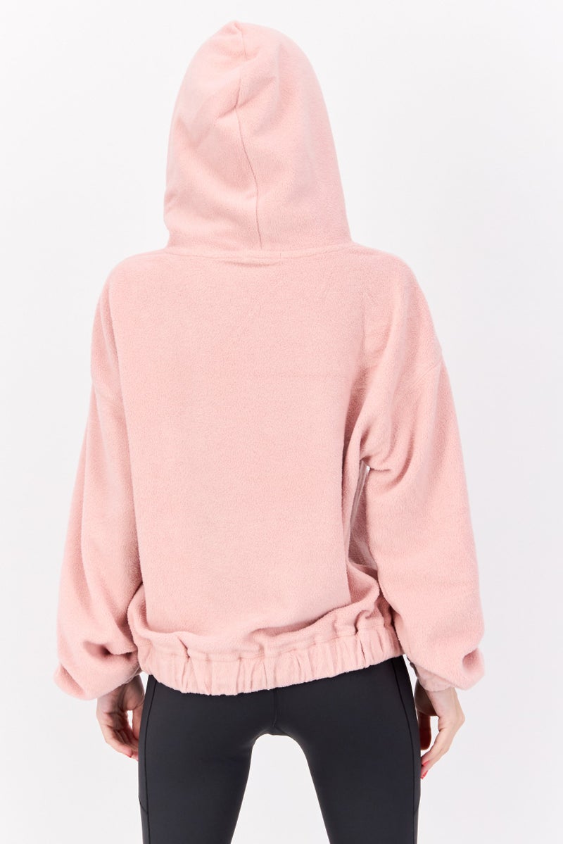 NIA Women Hooded Long Sleeves Textured Sweatshirt, Light Pink - Image 3
