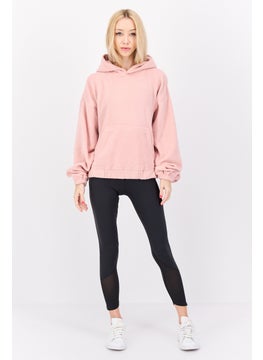 NIA Women Hooded Long Sleeves Textured Sweatshirt, Light Pink  - Image 4