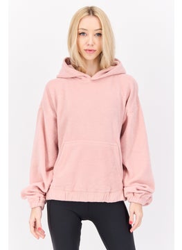 NIA Women Hooded Long Sleeves Textured Sweatshirt, Light Pink  - Image 1