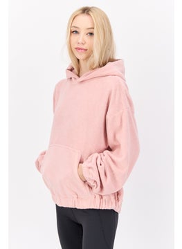 NIA Women Hooded Long Sleeves Textured Sweatshirt, Light Pink  - Image 2
