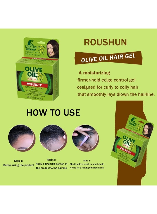 ROUSHUN 100g Olive Oil Hair Gel Natural Extract Shine Strong Hold Olive Oil Hair Gel Olive Oil Edge Control Strong Hold No Flaking Gel Shine and Moisture hair Cream Gel - Image 3