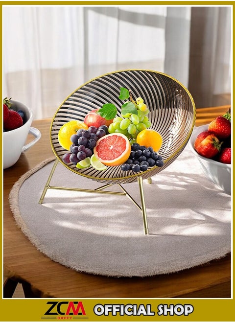 Gold-Edged Fruits and Snacks Tray for Living Room Coffee Table and Office Display