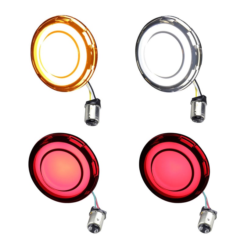 MotoParAcc Smoked 1157 Front Rear LED Turn Signals 2 Inch Bullet Motorcycle Brake Taillights for Harley Touring Road King Sportster Softail Electra Glide Iron 8834Pcs - Image 2