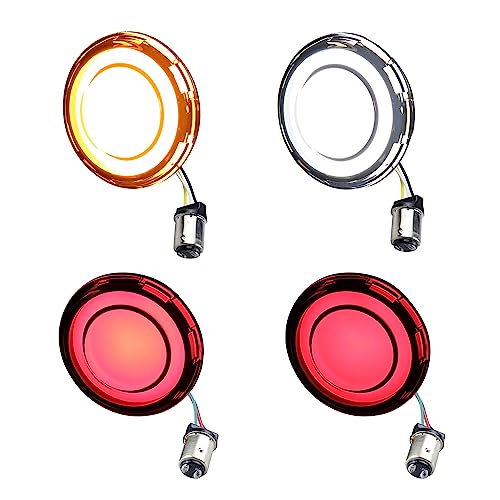 MotoParAcc Smoked 1157 Front Rear LED Turn Signals 2 Inch Bullet Motorcycle Brake Taillights for Harley Touring Road King Sportster Softail Electra Glide Iron 8834Pcs - Image 1