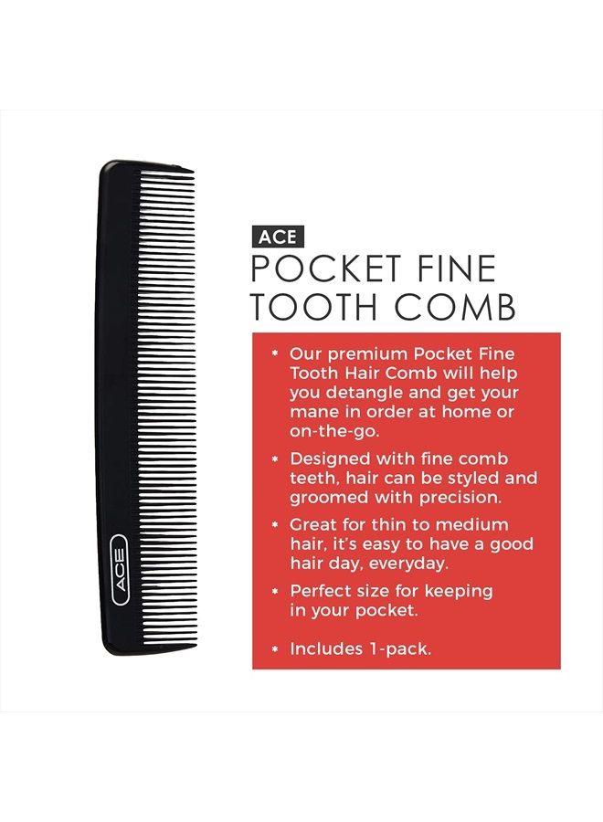 Goody ACE Pocket Fine Tooth Comb - 4.5 Inch, Black - Great for All Hair Types - Fine Comb Teeth for Thin to Medium Hair - Durable for Everyday and Professional Use - Image 2