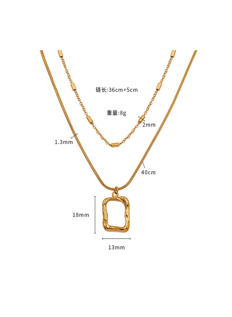 xozgdovg Double layered necklace women's high sense 18k gold stainless steel clavicle chain jewelry - Image 3