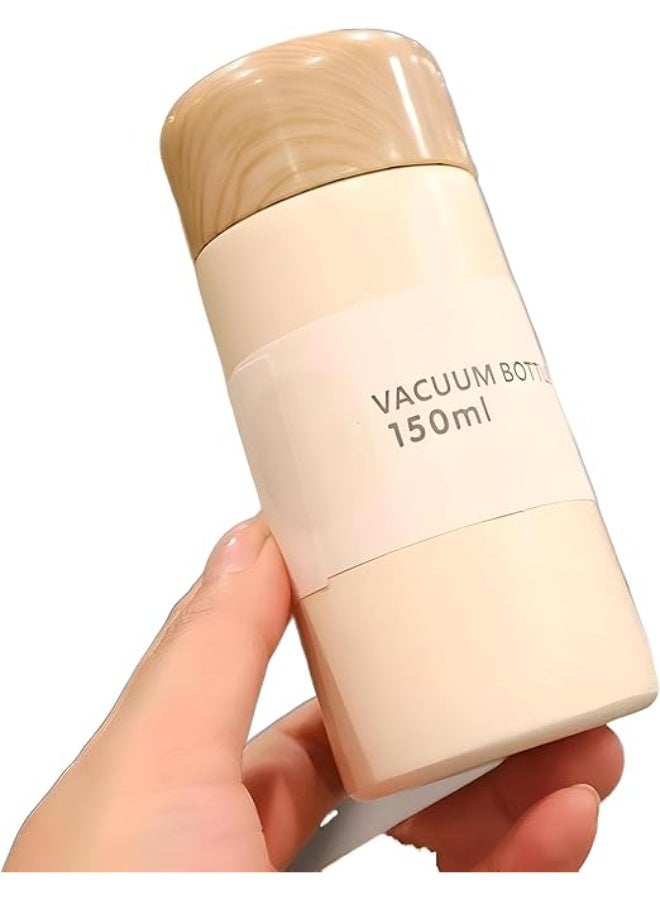 جروب تايجر 150ml Mini Thermal Flask for Coffee, Tea and Milk, Mini Flask for Hot and Cold Drinks, 304 Stainless Steel Mini Water Bottle, Portable Vacuum Insulated Cup for Work and Travel (Off White 150ml) - Image 1