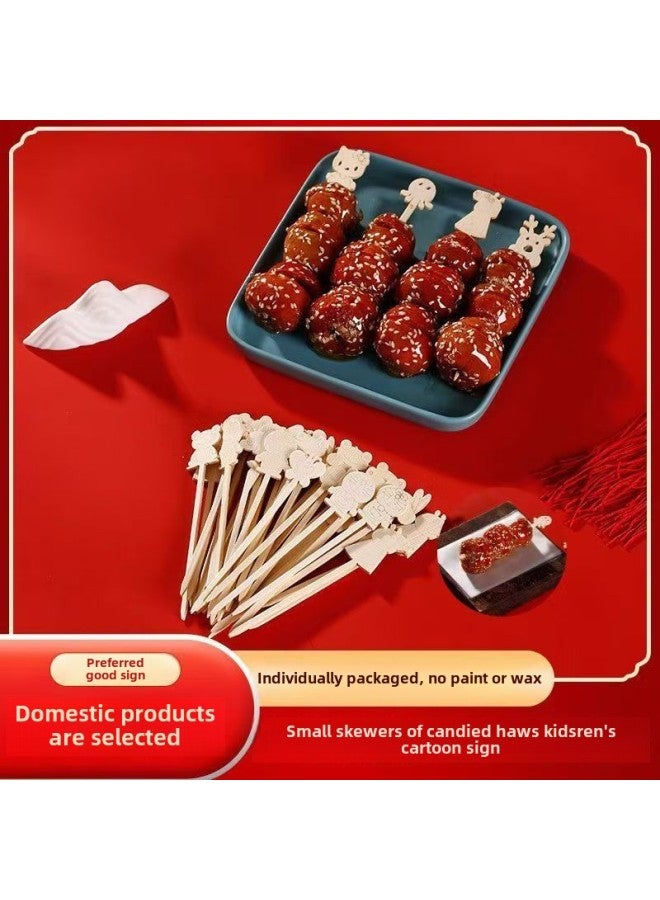 Cartoon Internet Red Mini Sugar-Coated Berry Sugar-Coated Berry Bamboo Sticker Disposable Material Fruit Small String Sticker Cute-Specifications:Cartoon Sign Patterns Are Randomly Mixed With 50 Pieces  - Image 2