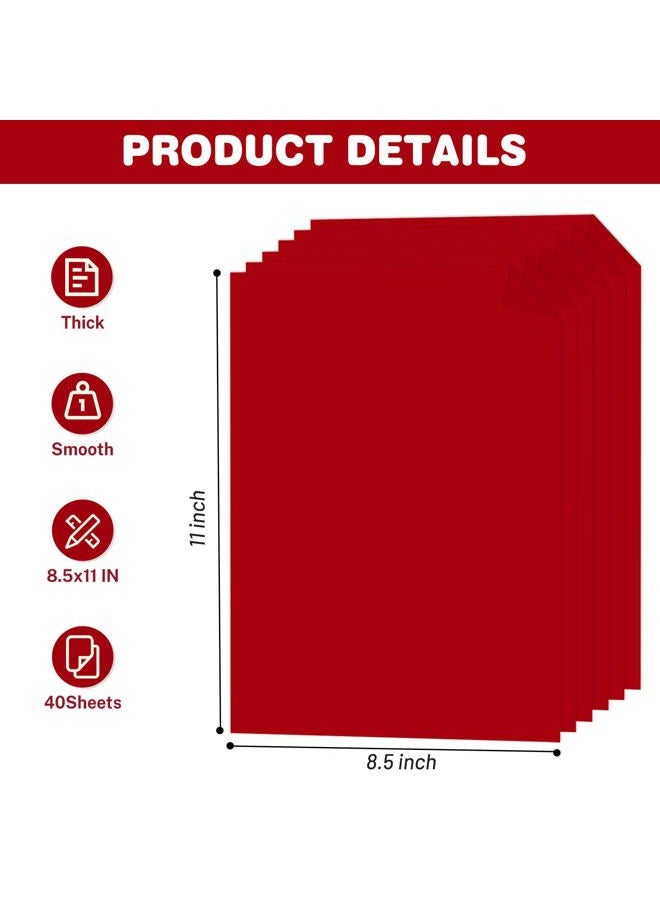 Ciphyfee Cardstock 8.5 X 11, 40 Sheets Red Card Stock, 75lb/ 200gsm Copy Paper, Cardstock Printer Paper for Art, Drawing, Invitations, DIY Cards, Watercolor, Craft, Construction, School & Office Supplies - Image 2