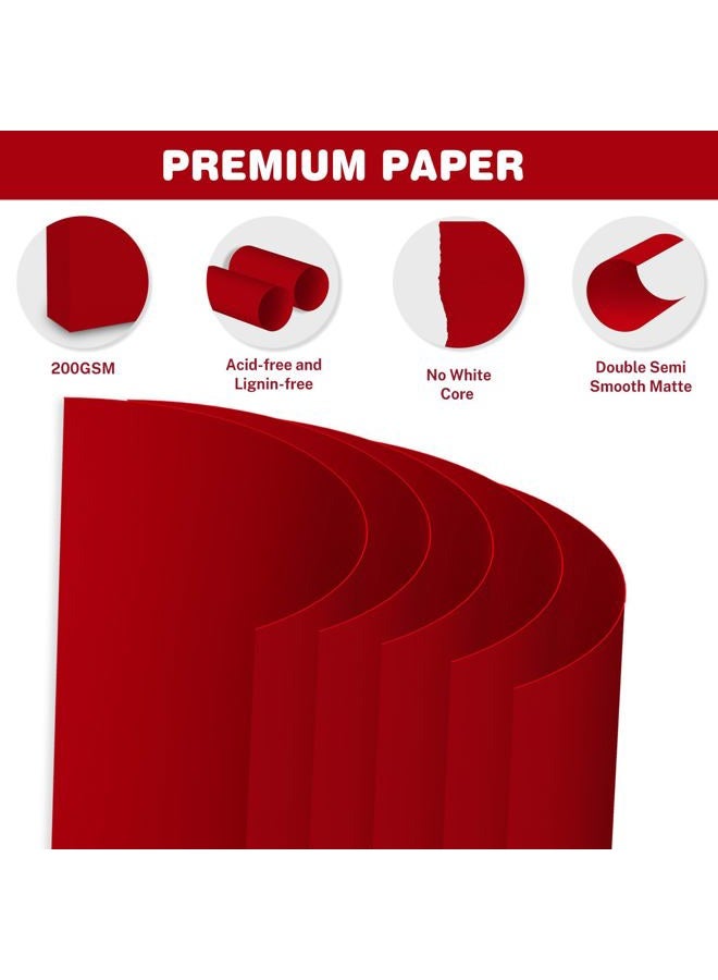 Ciphyfee Cardstock 8.5 X 11, 40 Sheets Red Card Stock, 75lb/ 200gsm Copy Paper, Cardstock Printer Paper for Art, Drawing, Invitations, DIY Cards, Watercolor, Craft, Construction, School & Office Supplies - Image 3