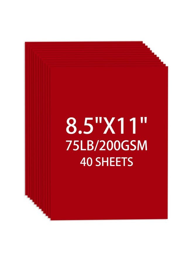 Ciphyfee Cardstock 8.5 X 11, 40 Sheets Red Card Stock, 75lb/ 200gsm Copy Paper, Cardstock Printer Paper for Art, Drawing, Invitations, DIY Cards, Watercolor, Craft, Construction, School & Office Supplies - Image 1