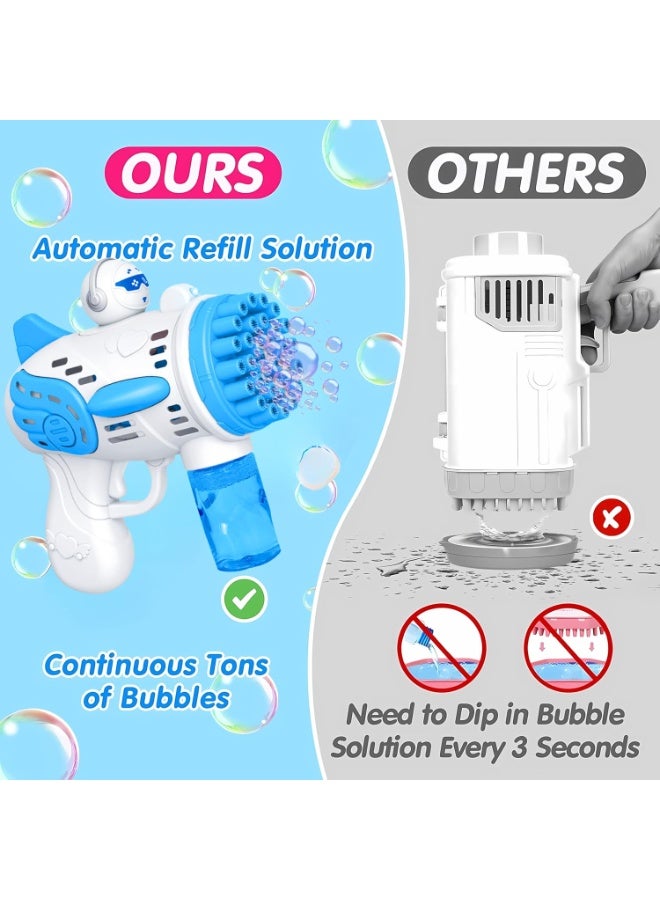 ARGT مسدس فقاعات للأطفال - 30 فتحة ماكينة فقاعات أوتوماتيكية مع ضوء LED وحل فقاعات، لعبة صيفية خارجية - Image 3